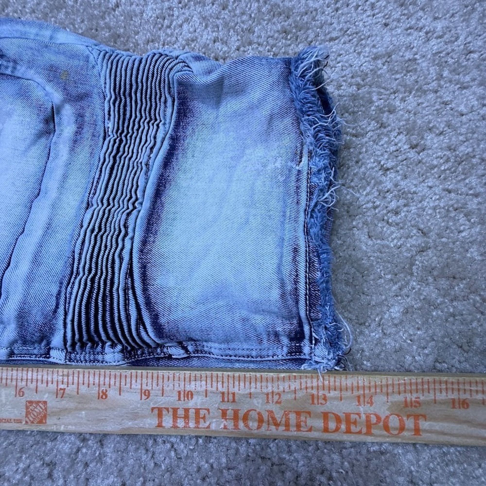 Smoke Rise Shorts Men 38 Cut Off Stretch Denim Paint Splattered Jean Biker Motto - Picture 6 of 6